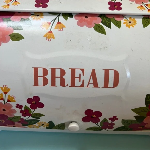 Vintage Metal Floral Bread Box with Roll Door fruit Motif - Picture 5 of 16
